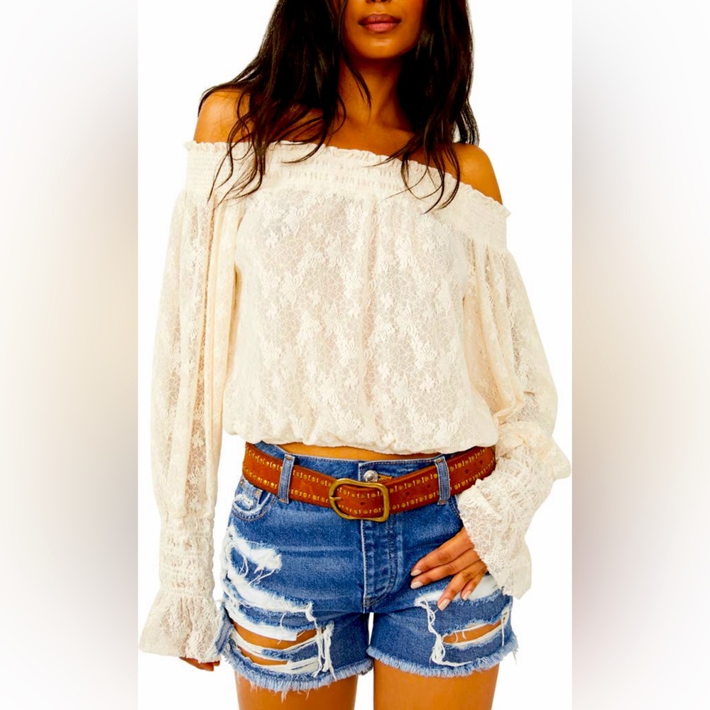 NWT Free People Emily Lace Off-the-Shoulder Top